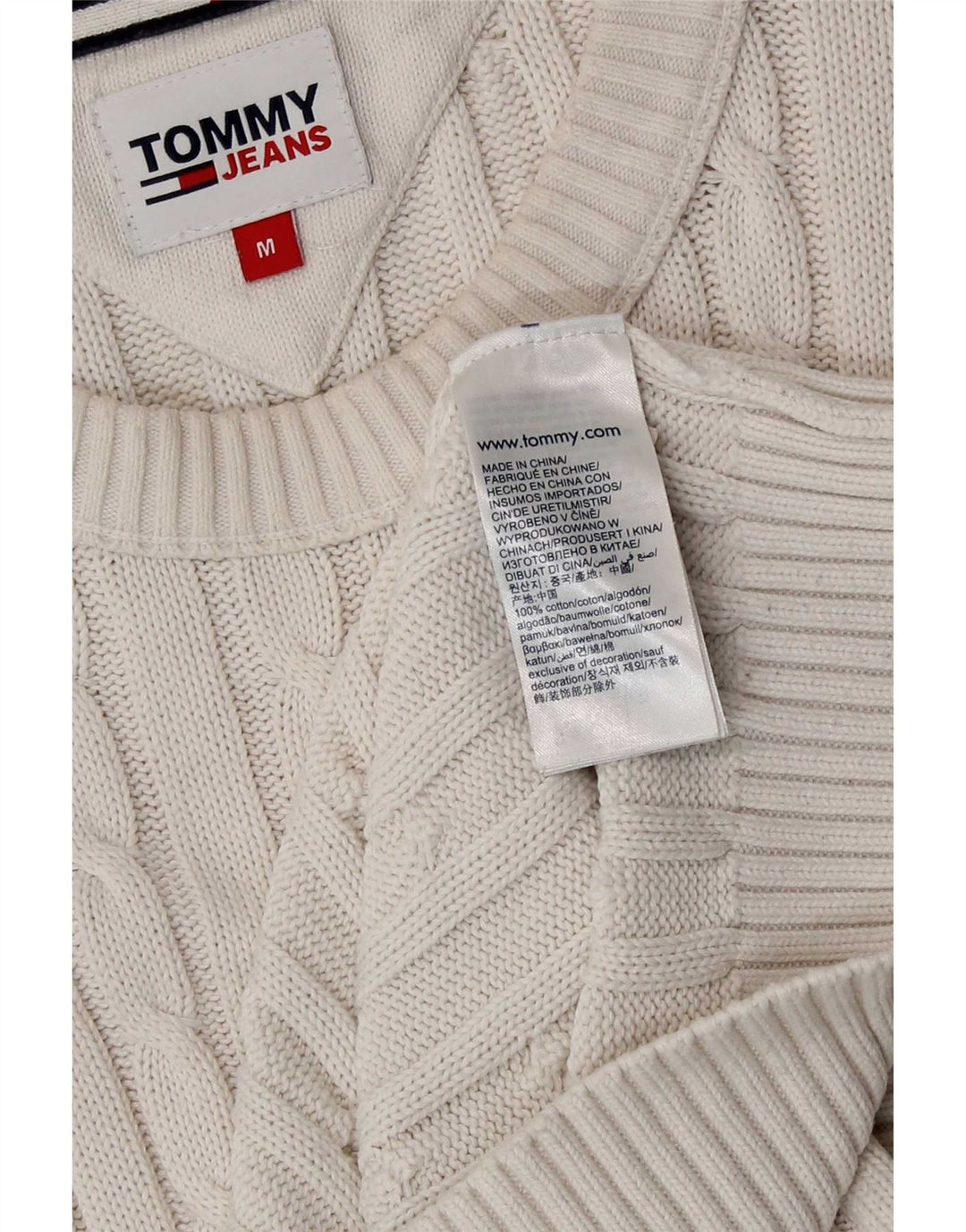 Tommy Hilfiger Herren-Pullover mit Rundhalsausschnitt, mittelweiße Baumwolle