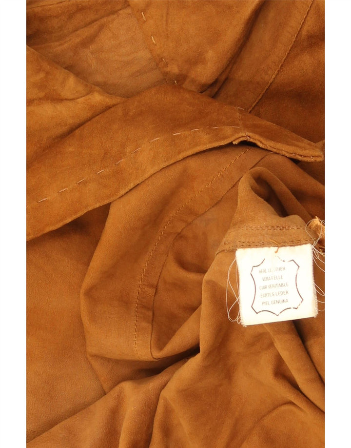 Vintage Damen Wildledershirt UK 14 Großes braunes Leder