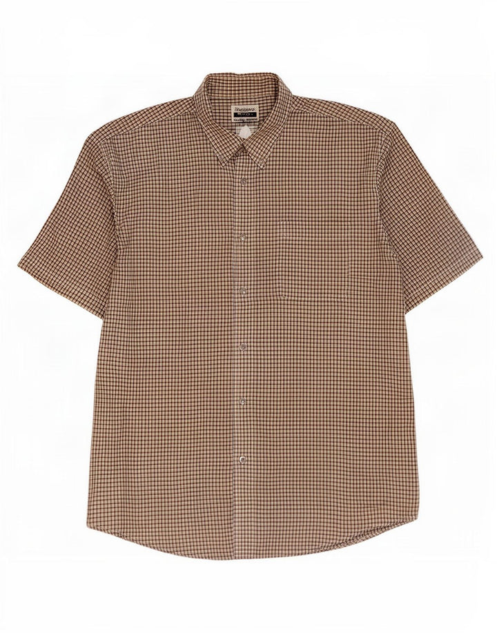 Wrangler Herren Riata Kurzarmhemd XL Grau Gingham Baumwolle