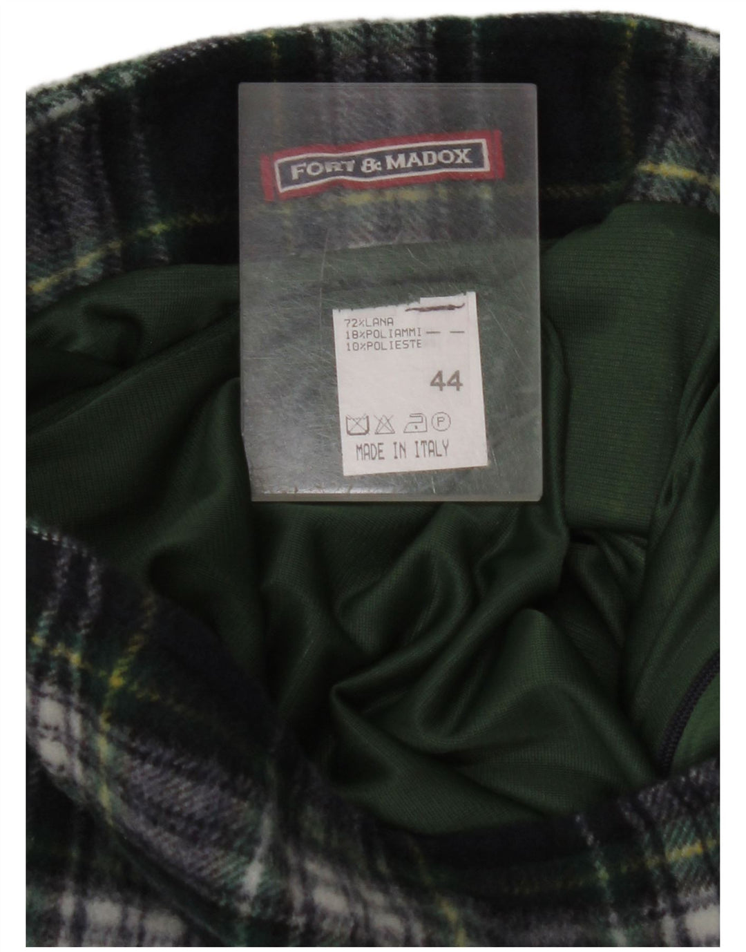 FORT & MADOX Damen Bleistiftrock IT 44 Medium W28 Marineblau karierte Wolle