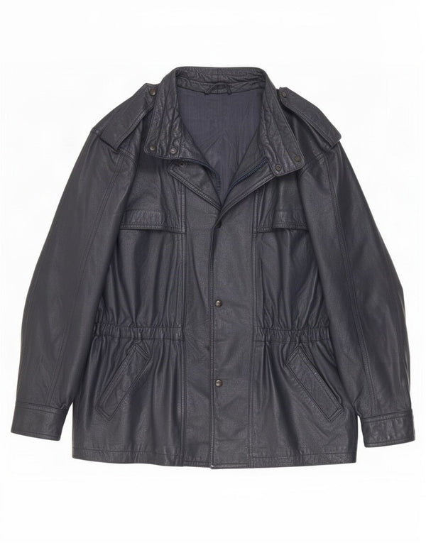 Vintage Herren Lederjacke UK 44 2XL Marineblau