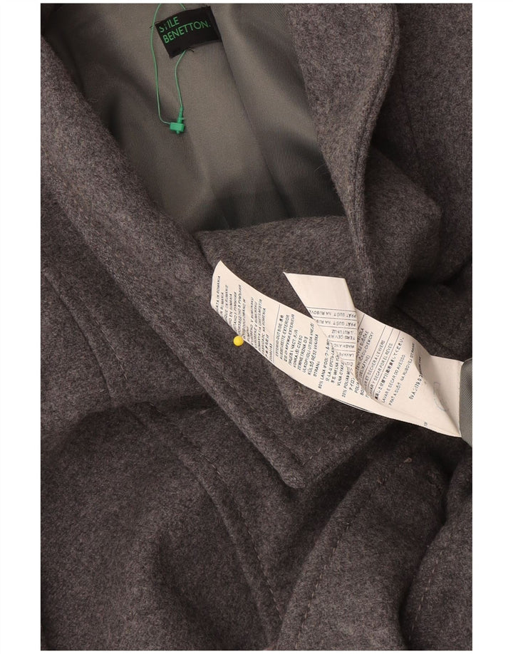 Benetton Damen Zweireihiger Mantel IT 38 XS Graue Wolle