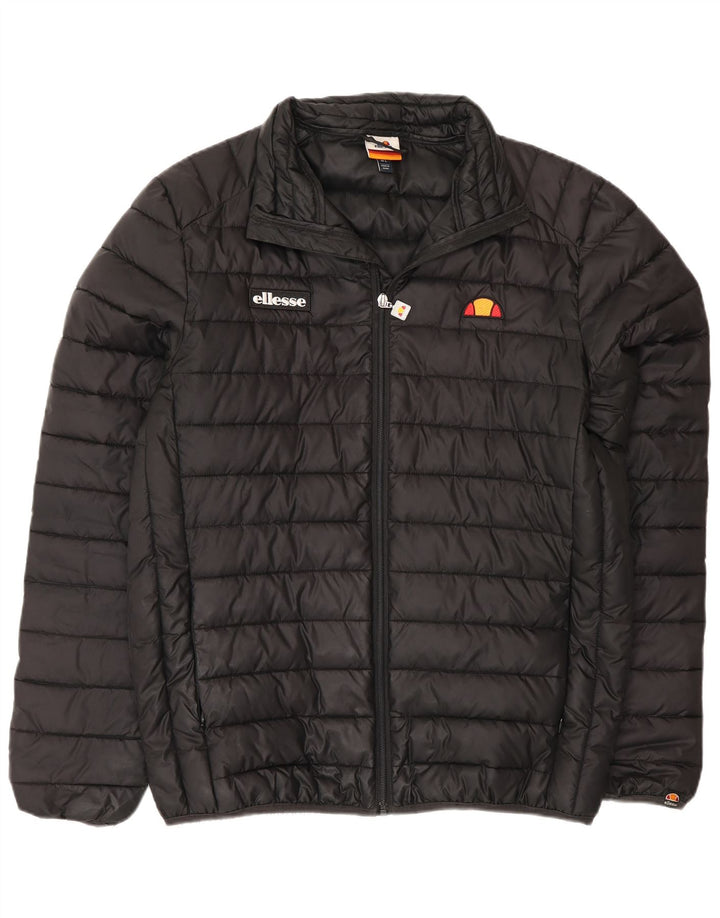 Ellesse Mens Graphic Wattierte Jacke UK 40 Large Schwarz Polyester