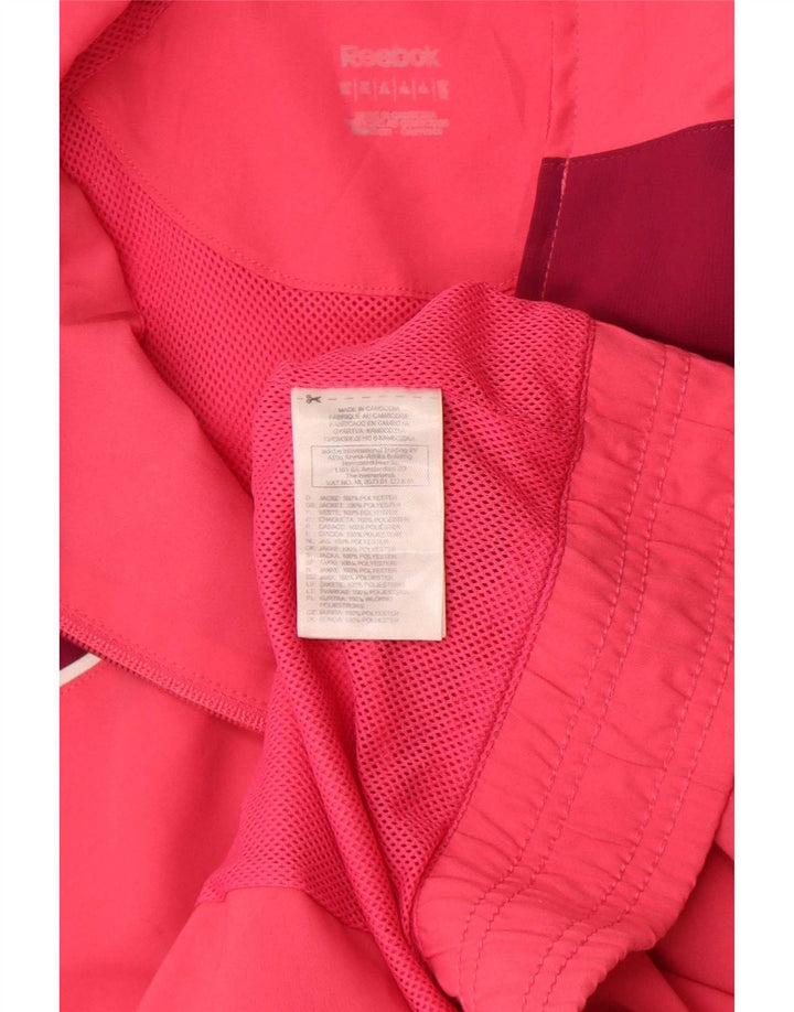 Reebok Damen-Trainingsanzug-Top-Jacke UK 18 XL Rosa Colourblock-Polyester