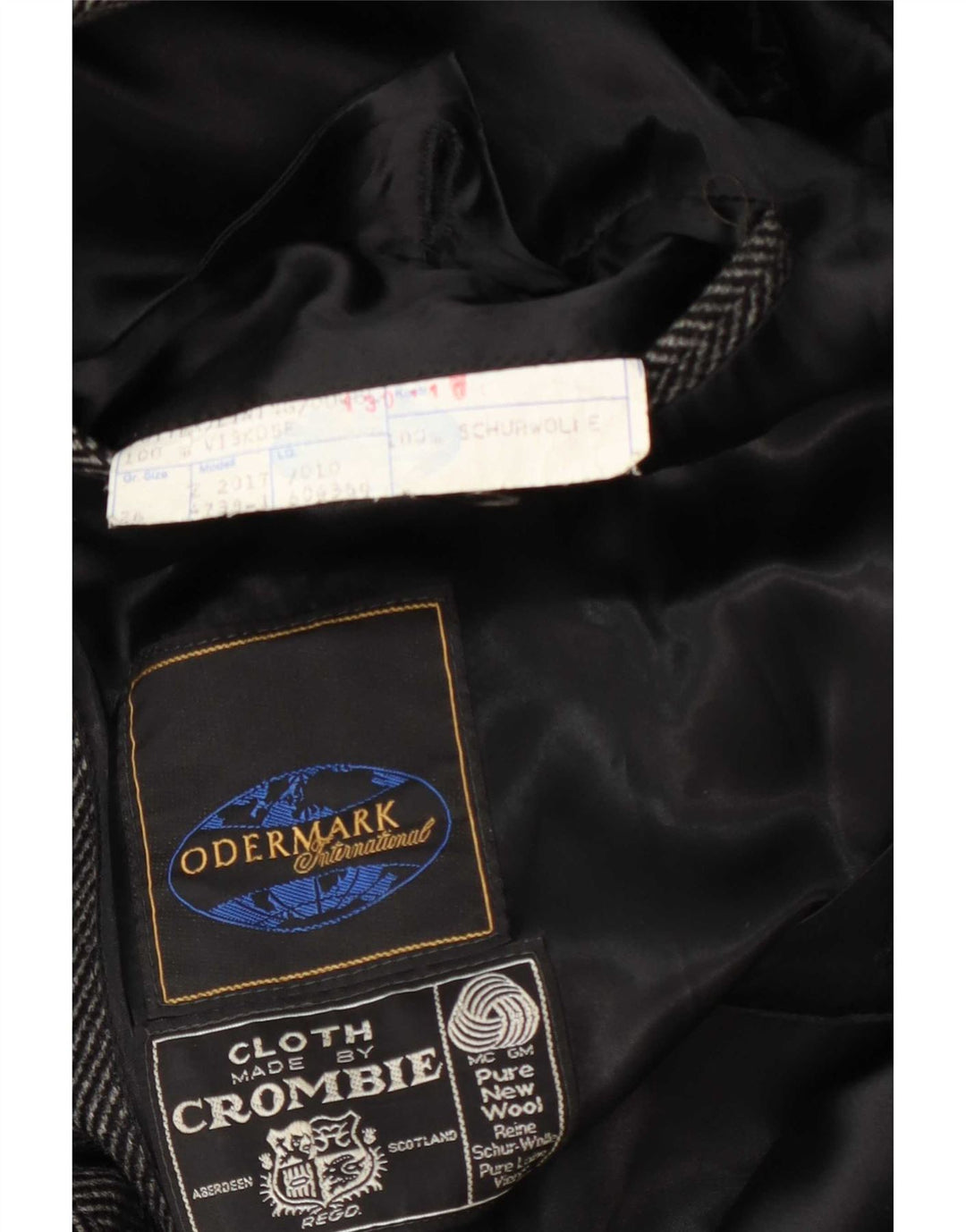 Crombie Herrenmantel UK 42 XL Graue Wolle mit Fischgrätenmuster