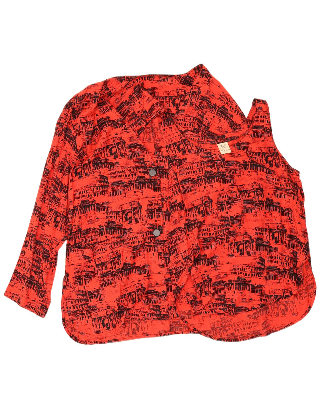 Vintage-Damen-Grafik-Oversize-2-teiliges Set IT 46 Große rote Viskose