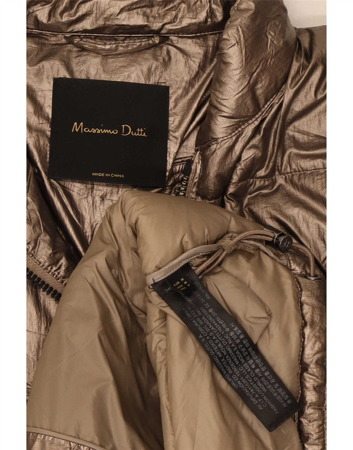 Massimo Dutti Damen Wattierte Jacke UK 14 Medium Gold Polyester
