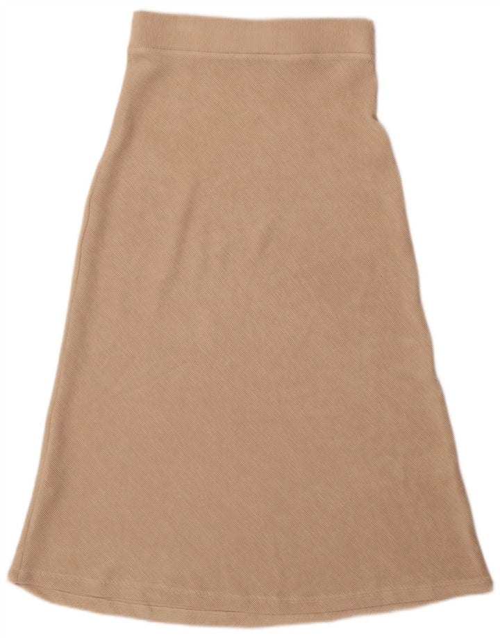 Zara Damen-Rock in A-Linie mit hoher Taille, mittelgroß, W28, beige, Polyester