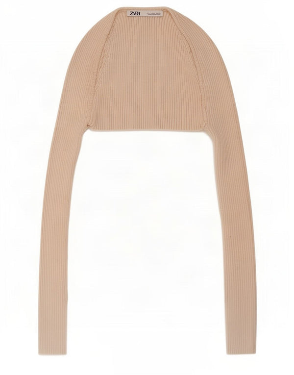 Zara Damen Bolero Top UK 8 Small Beige Viskose