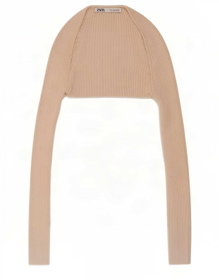 Zara Damen Bolero Top UK 8 Small Beige Viskose