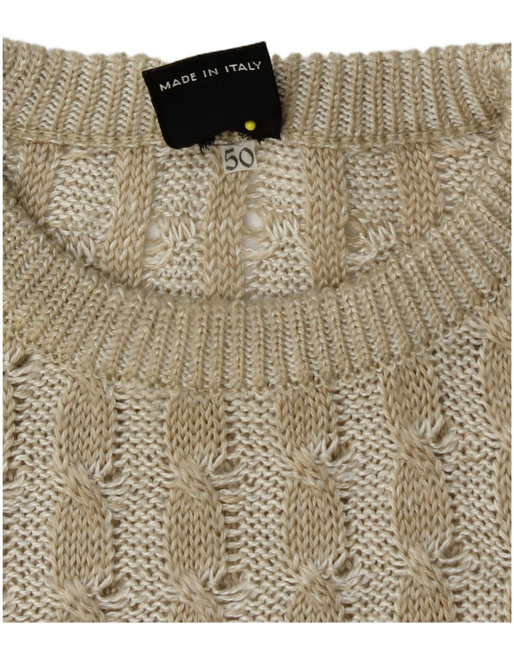 COBRA Herren-Pullover mit Rundhalsausschnitt, IT 50, mittleres Beige, Patchwork