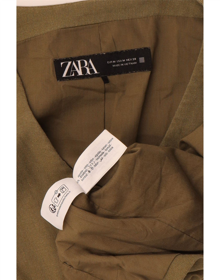 Zara Damen Weste UK 14 Medium Khaki Baumwolle