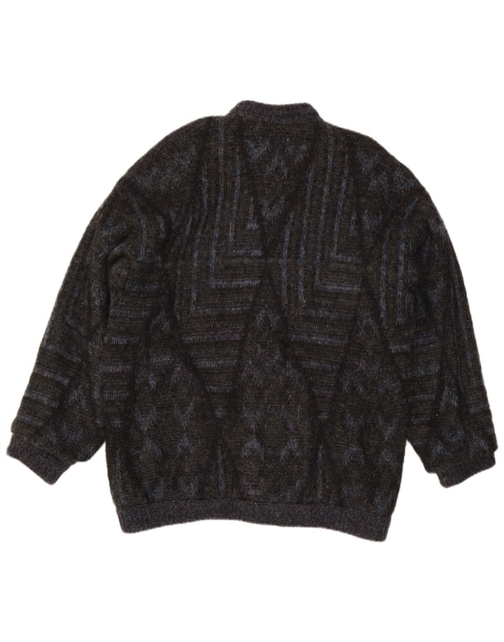Vintage Herren Cardigan Pullover groß schwarz geometrisch