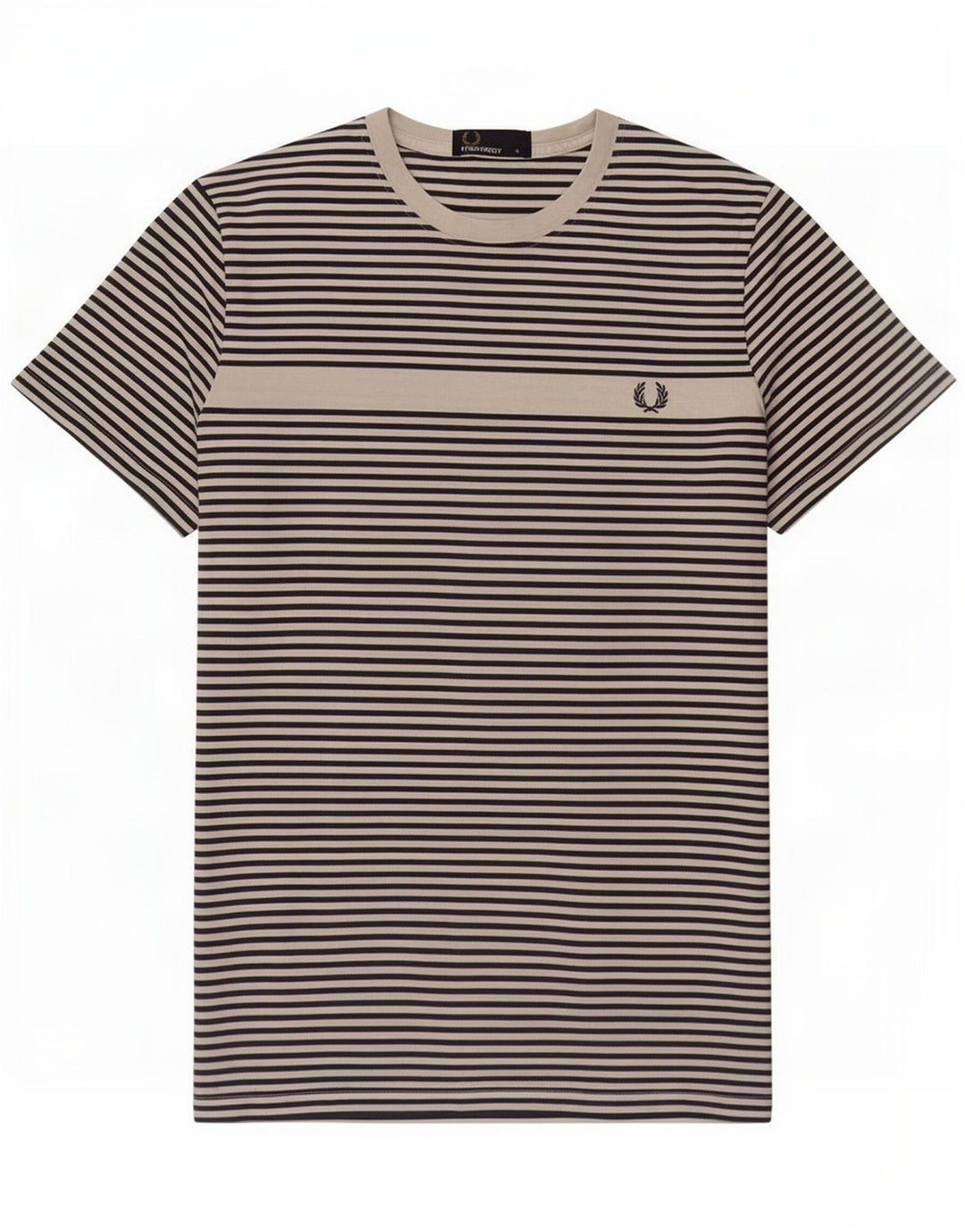 Fred Perry Herren-T-Shirt-Oberteil, klein, weiße Nadelstreifen-Baumwolle