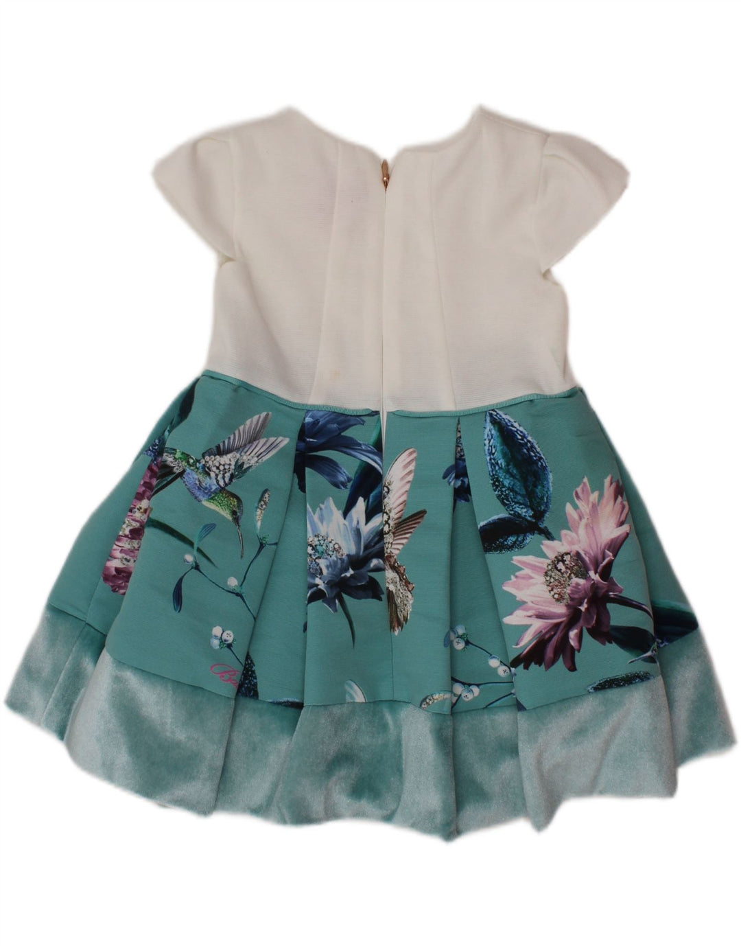 TED BAKER Baby-Mädchen-A-Linien-Kleid, 9–12 Monate, weißes Blumenmuster aus Polyester