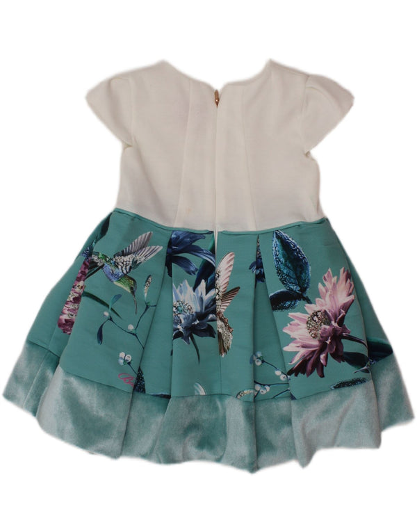 TED BAKER Baby-Mädchen-A-Linien-Kleid, 9–12 Monate, weißes Blumenmuster aus Polyester