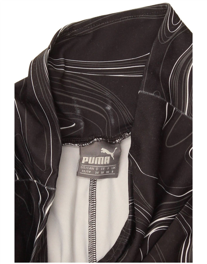 Puma Womens Abstract Pattern Leggings UK 8 Small Schwarz Geometrisch
