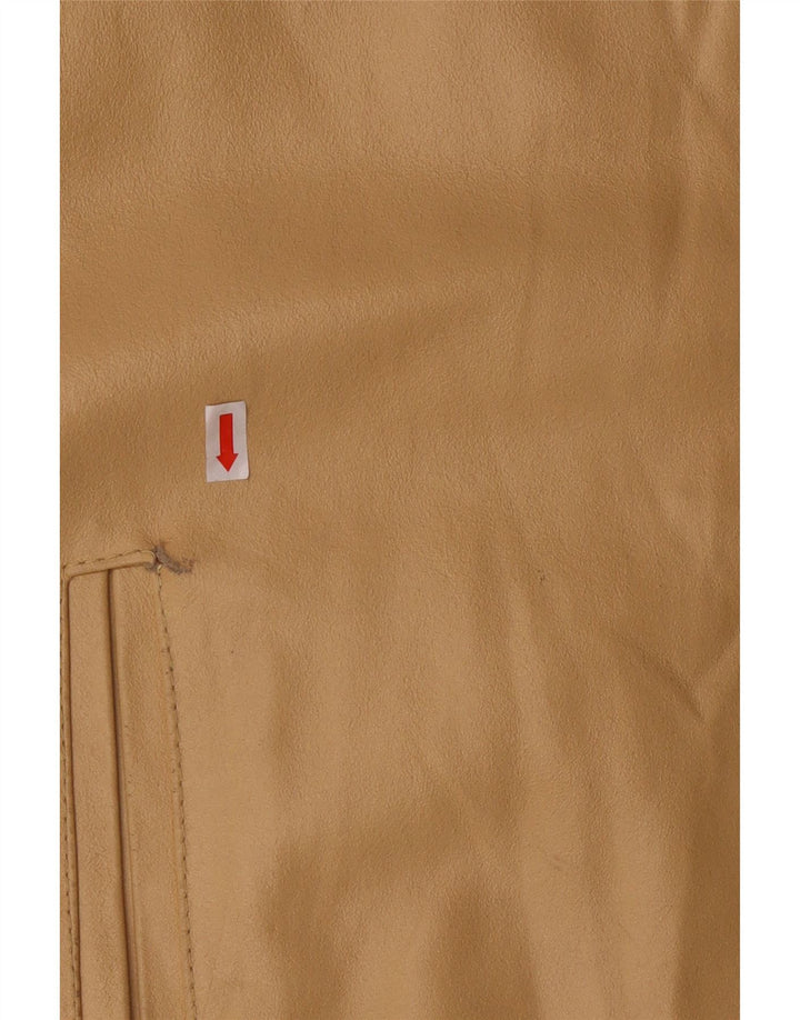 MAURIZIO TROIANO Mens Leather Jacket UK 38 Medium Beige Leather