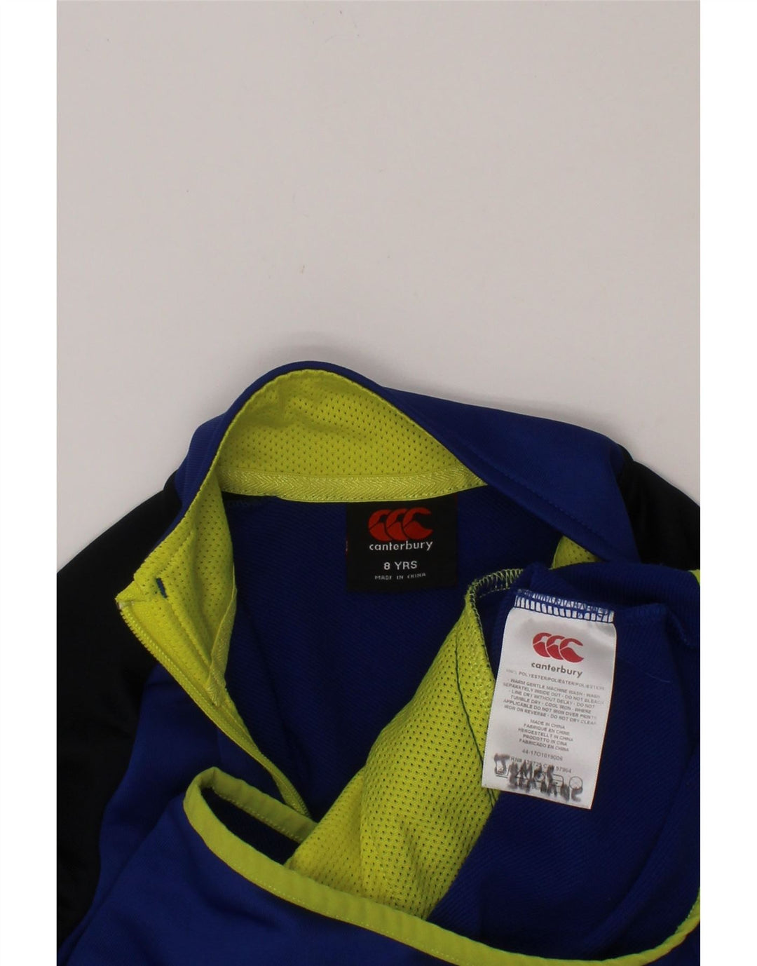 CANTERBURY Boys Tracksuit Top Jacket 7-8 Years Blue Colourblock Polyester Vintage Canterbury and Second-Hand Canterbury from Messina Hembry 