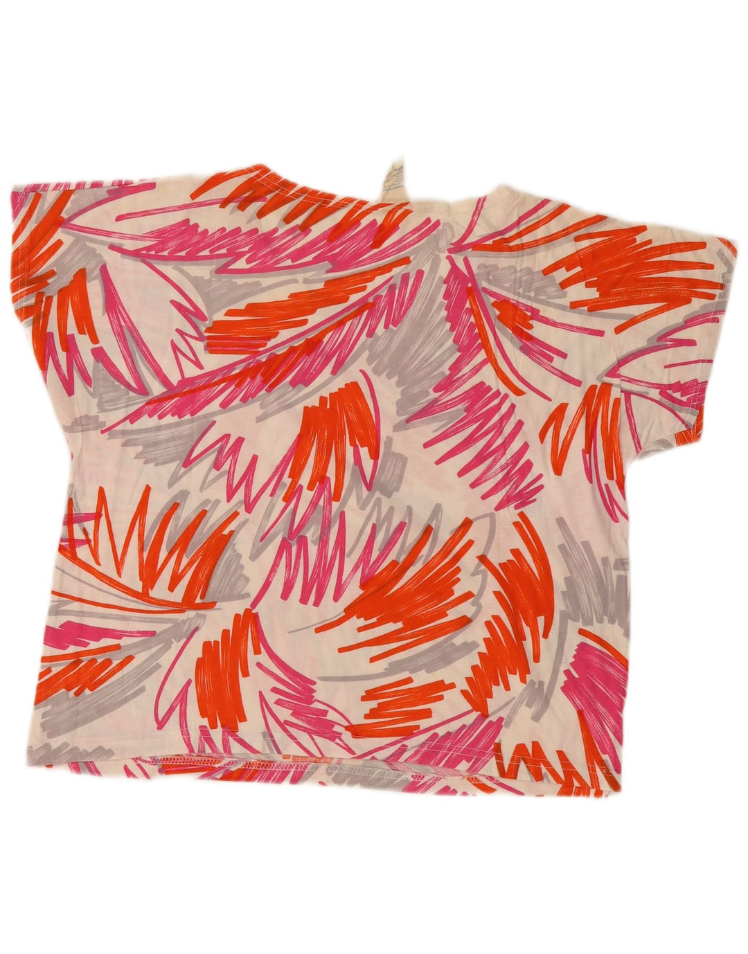 Vintage Damen T-Shirt Top UK 16 Große bunte Baumwolle mit Blumenmuster