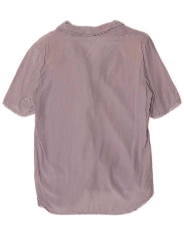 Luisa Spagnoli Damen Durchsichtige Hemdbluse UK 10 Small Lila Seide