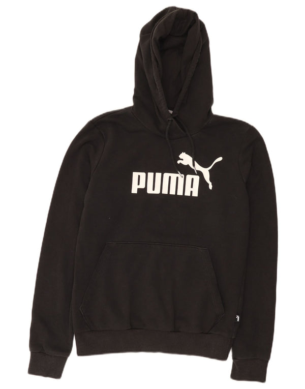 Puma Womens Graphic Hoodie Pullover UK 10 Small Schwarz Baumwolle
