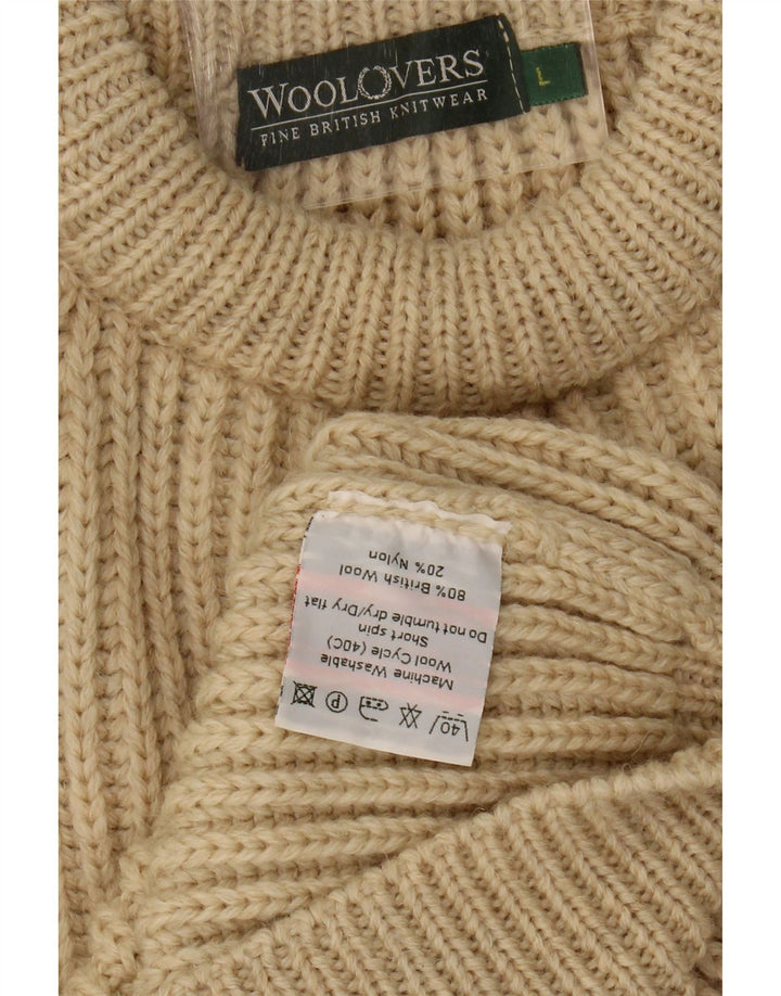 WoolOvers Damen-Pullover mit Rundhalsausschnitt, UK 16, große beige Wolle