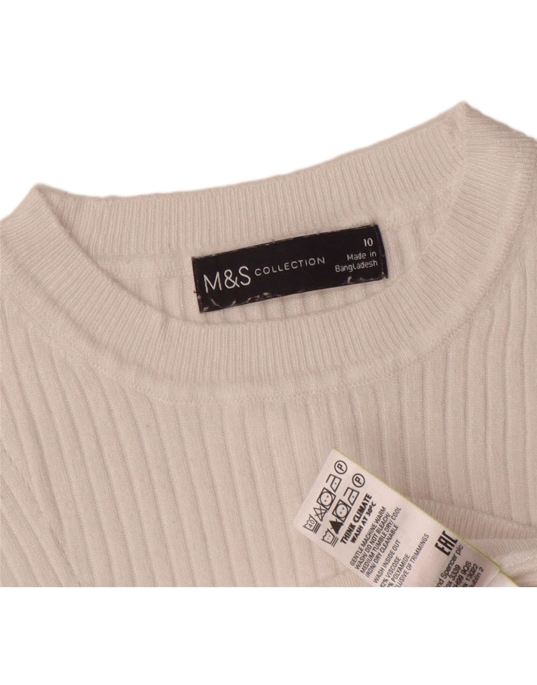 Marks & Spencer Damen Crop Crew Neck Pullover Pullover UK 10 Small Weiß