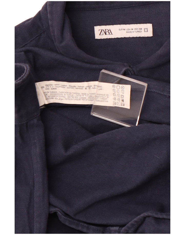 ZARA Herren-Flanellhemd, mittelblau, Baumwolle