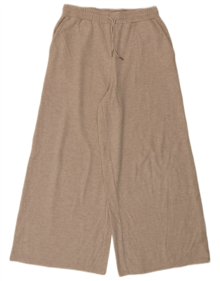 Zara Damen-Trainingshose mit weitem Bein, UK 12, mittelbeigefarbenes Polyester