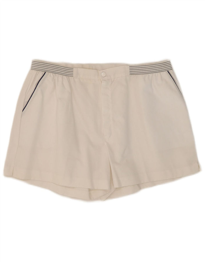 Vintage Herren Casual Shorts W32 Mittelweiß gestreifte Baumwolle