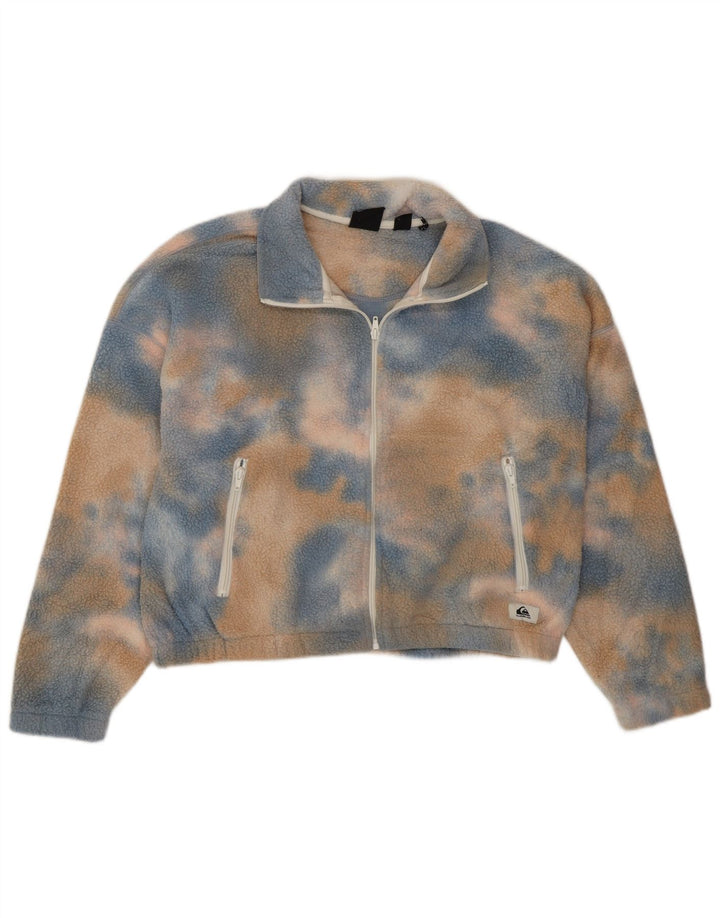 Quiksilver Womens Crop Oversized Fleecejacke UK 16 Large Blue Tie Dye