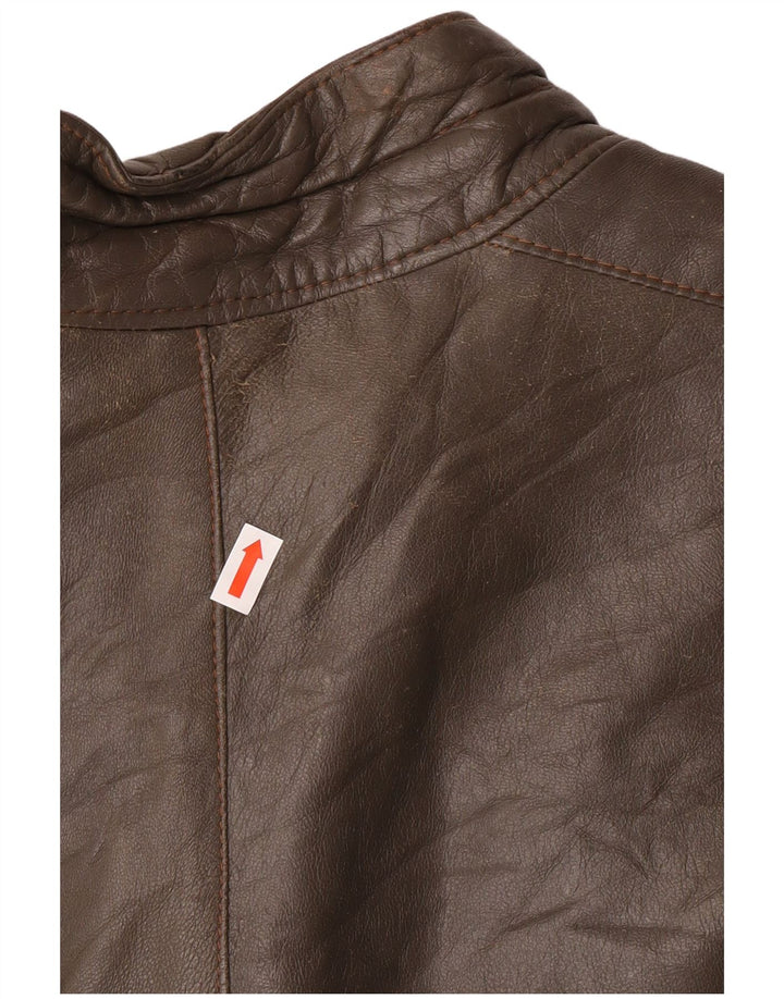 Vintage Herren Militärlederjacke IT 56 3XL Graues Leder