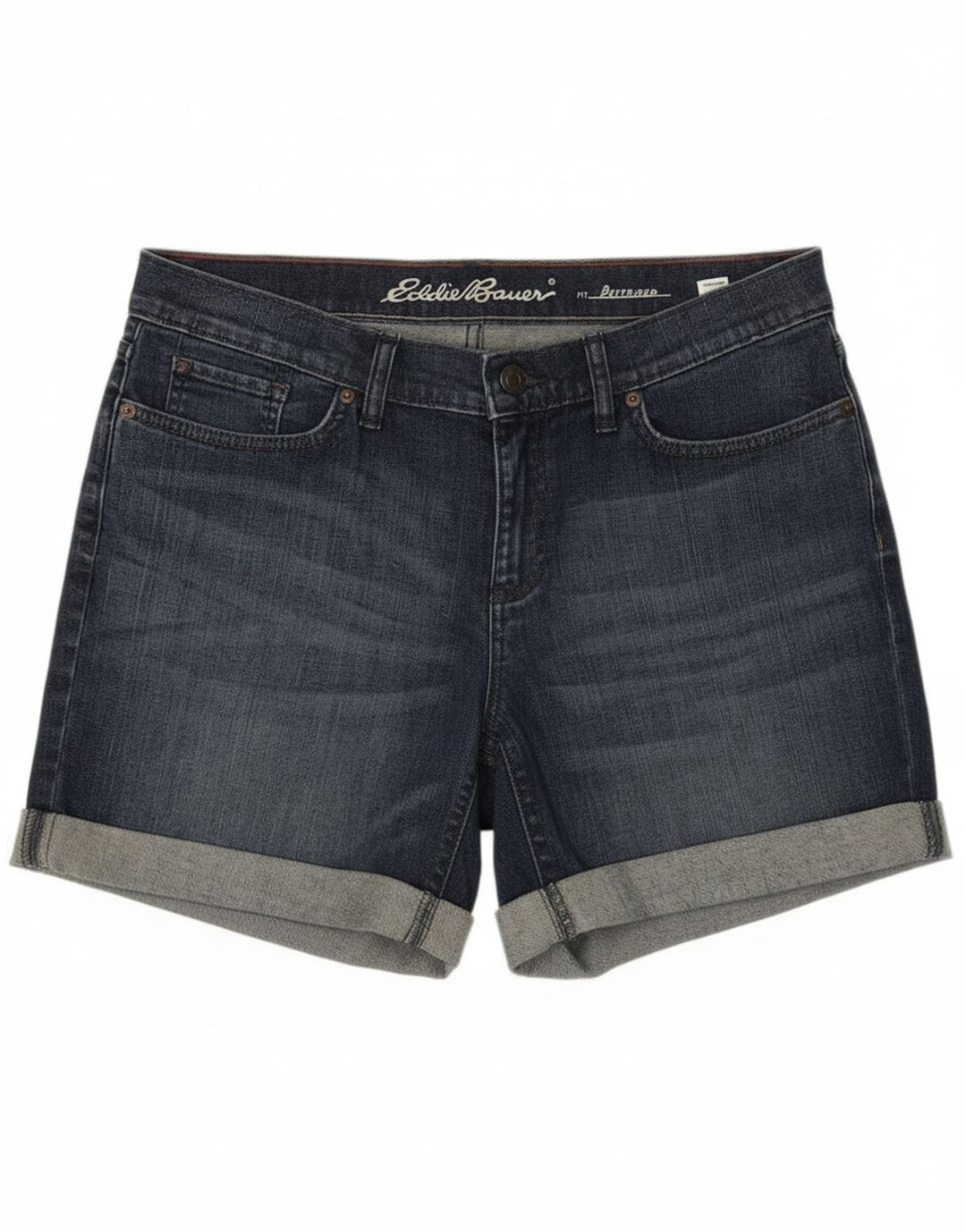 Eddie Bauer Damen Boyfriend-Jeansshorts US 8 Medium W34 Marineblaue Baumwolle
