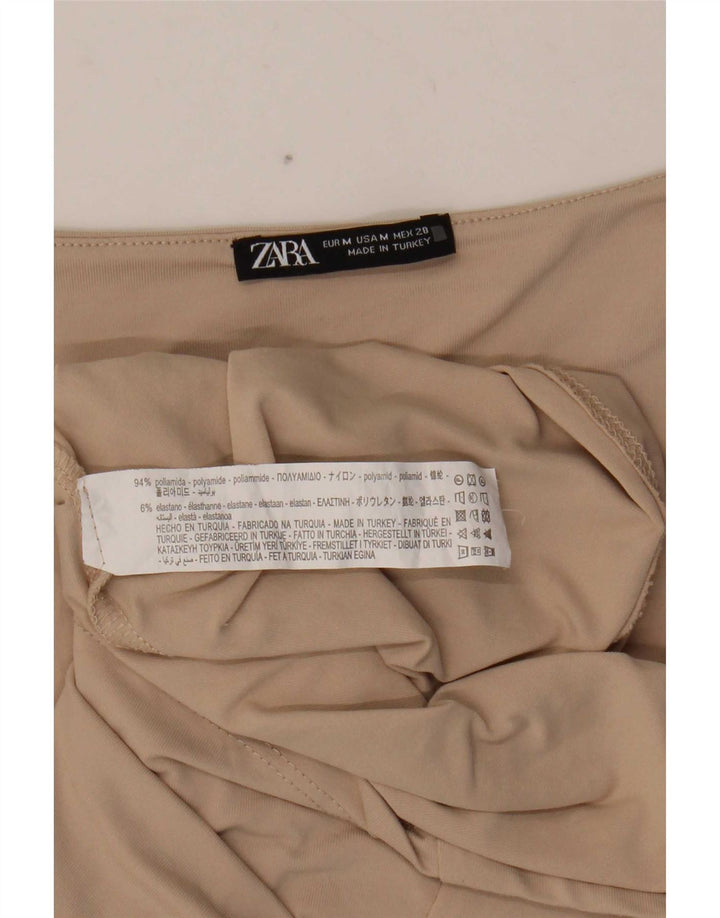 Zara Damen Weste Top UK 12 Medium Beige Polyamid