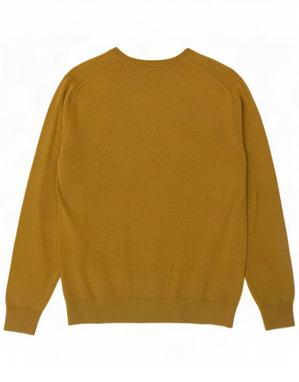 Massimo Dutti Mens V-Neck Jumper Sweater Medium Khaki Cotton