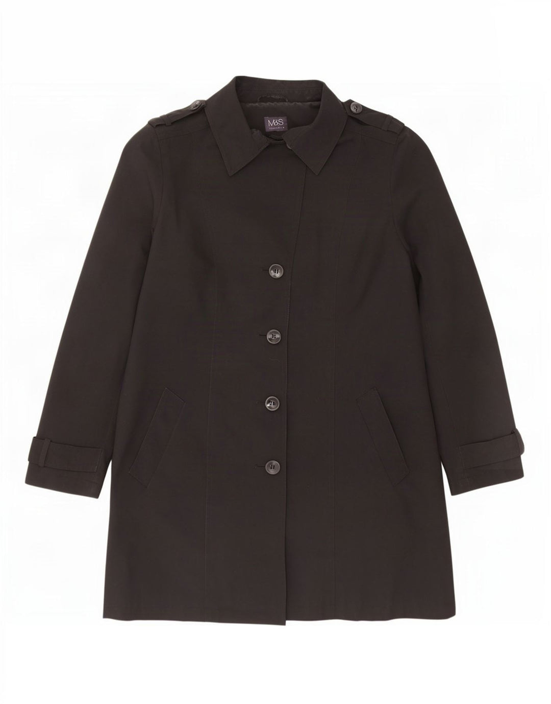 Marks & Spencer Damen Trenchcoat UK 16 Large Schwarz Polyester