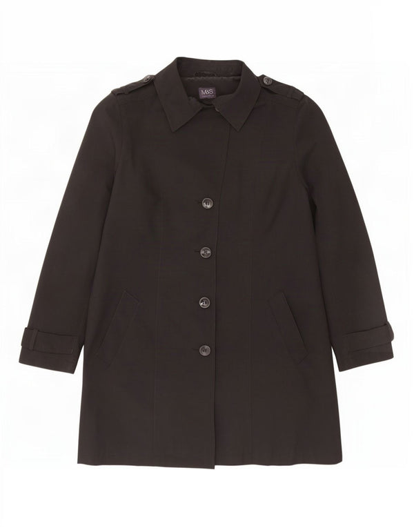 Marks & Spencer Damen Trenchcoat UK 16 Large Schwarz Polyester