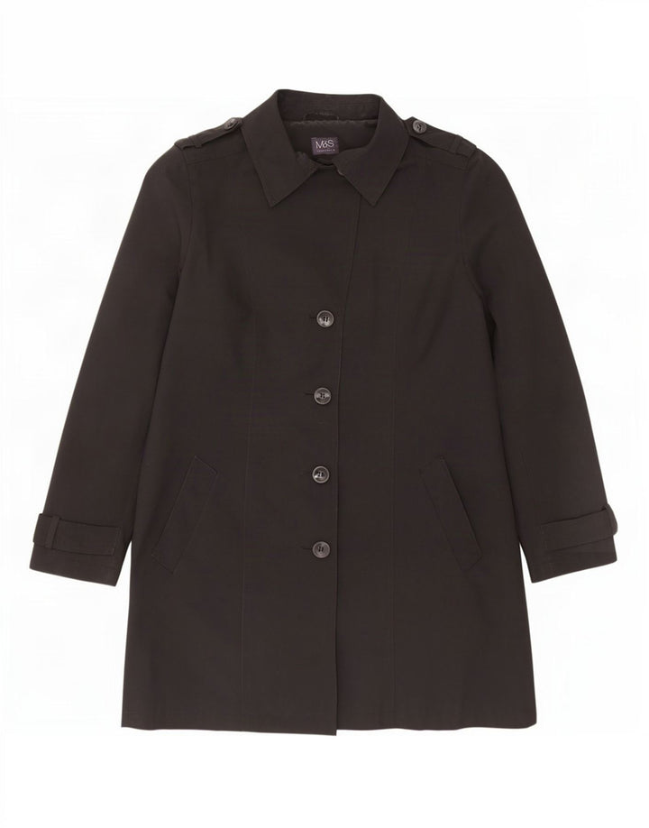 Marks & Spencer Damen Trenchcoat UK 16 Large Schwarz Polyester