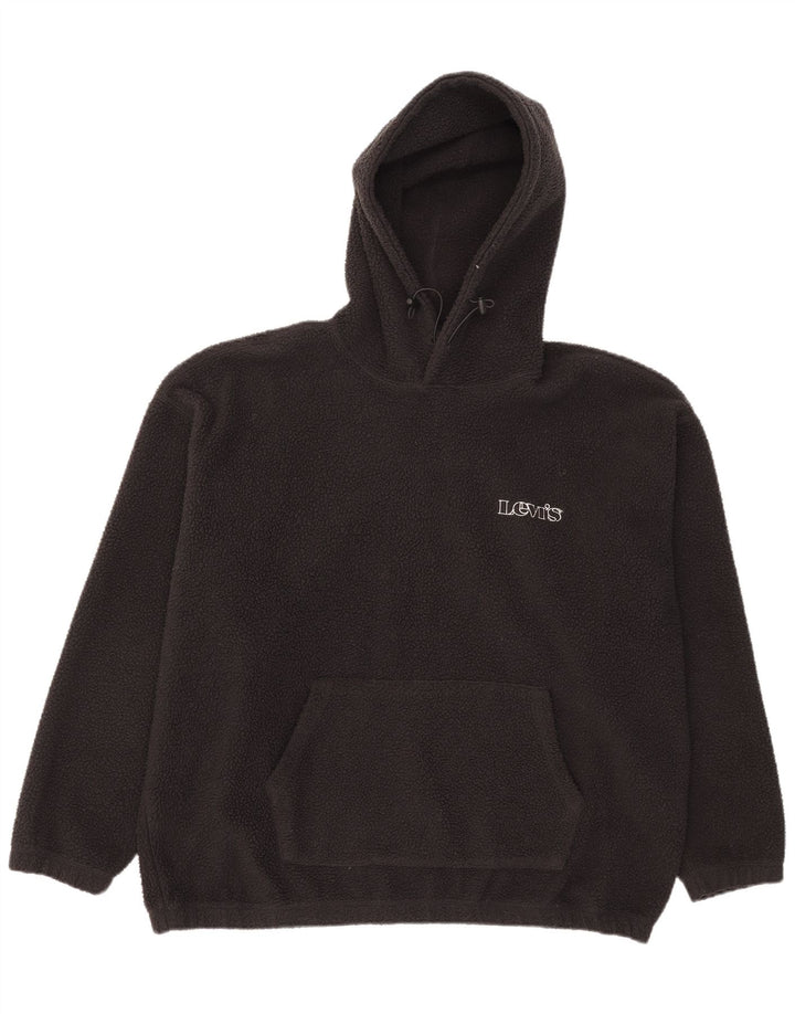 LEVI'S Herren Relaxed Fleece-Pullover mit Kapuze, Größe L, Schwarz, Polyester