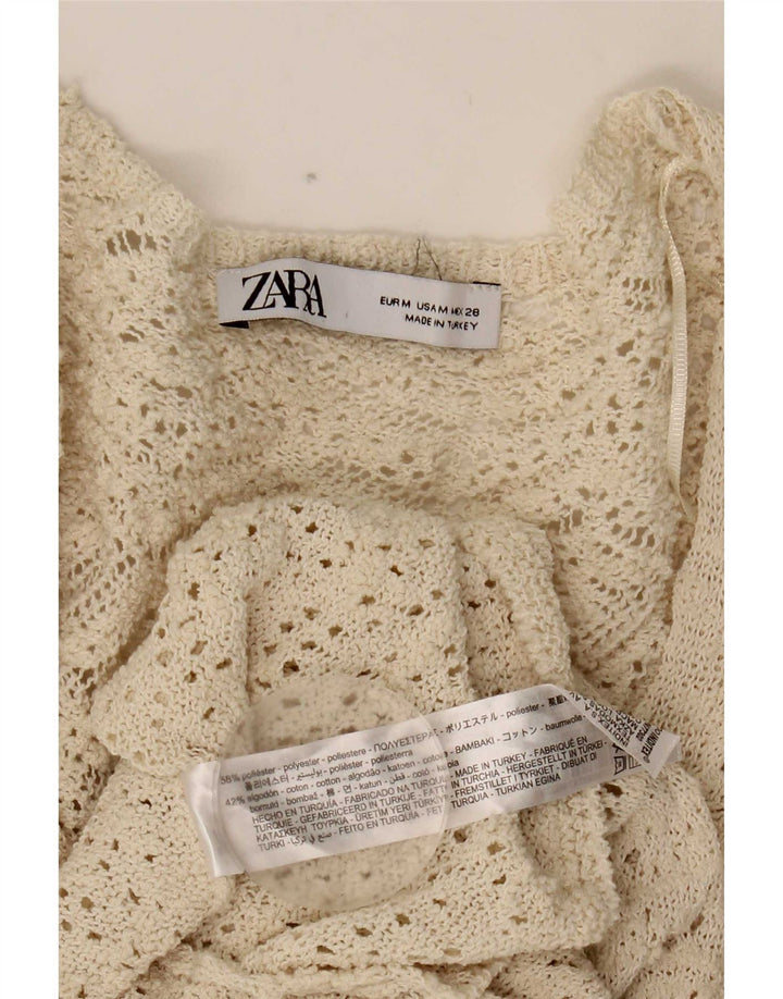 Zara Damen-Pulloverkleid mit 3/4-Ärmeln, UK 12, Mittelweiß, Polyester