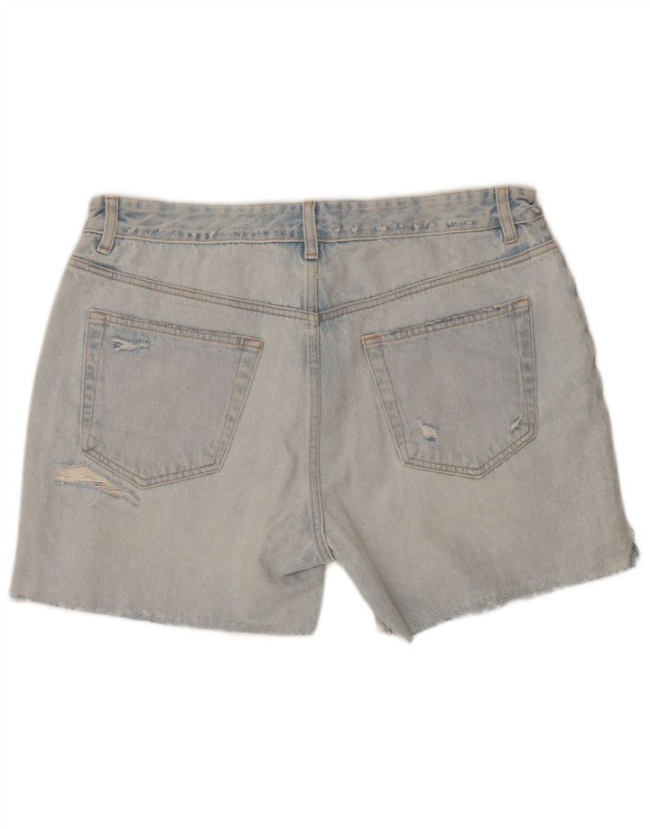 Zara Damen Distressed Denim Shorts EU 46 XL W36 Blau