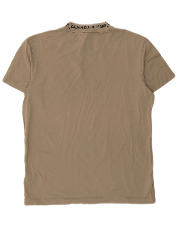 CALVIN KLEIN JEANS Herren Grafik T-Shirt Top Small Khaki Baumwolle