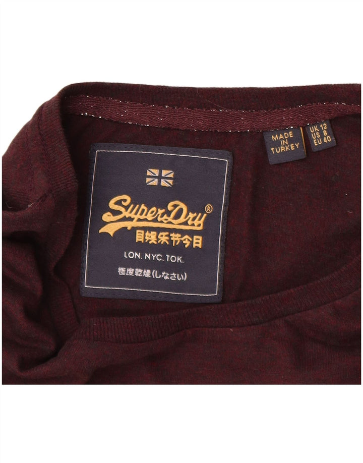 Superdry Damen Grafik-T-Shirt-Oberteil UK 12 Medium Maroon Polyester