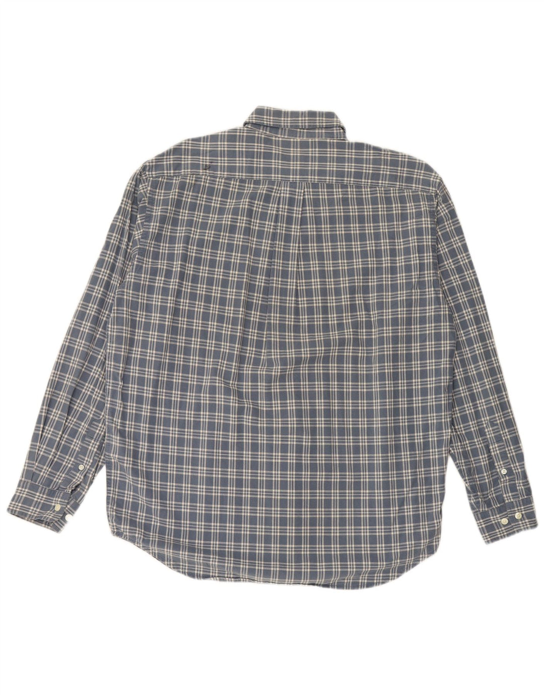 EDDIE BAUER Herren-Flanellhemd aus mittelblau karierter Baumwolle