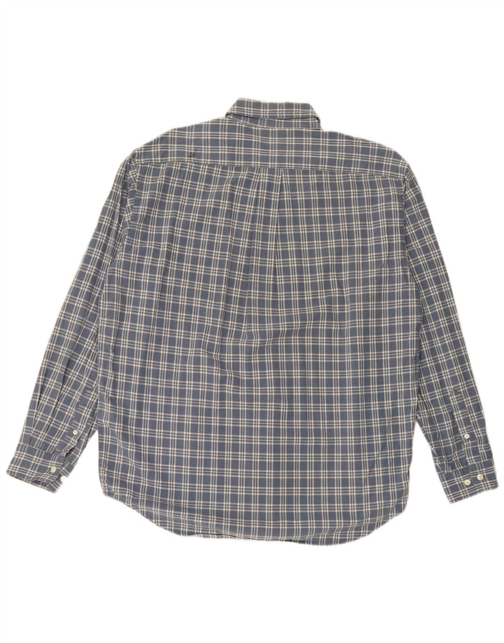 EDDIE BAUER Herren-Flanellhemd aus mittelblau karierter Baumwolle