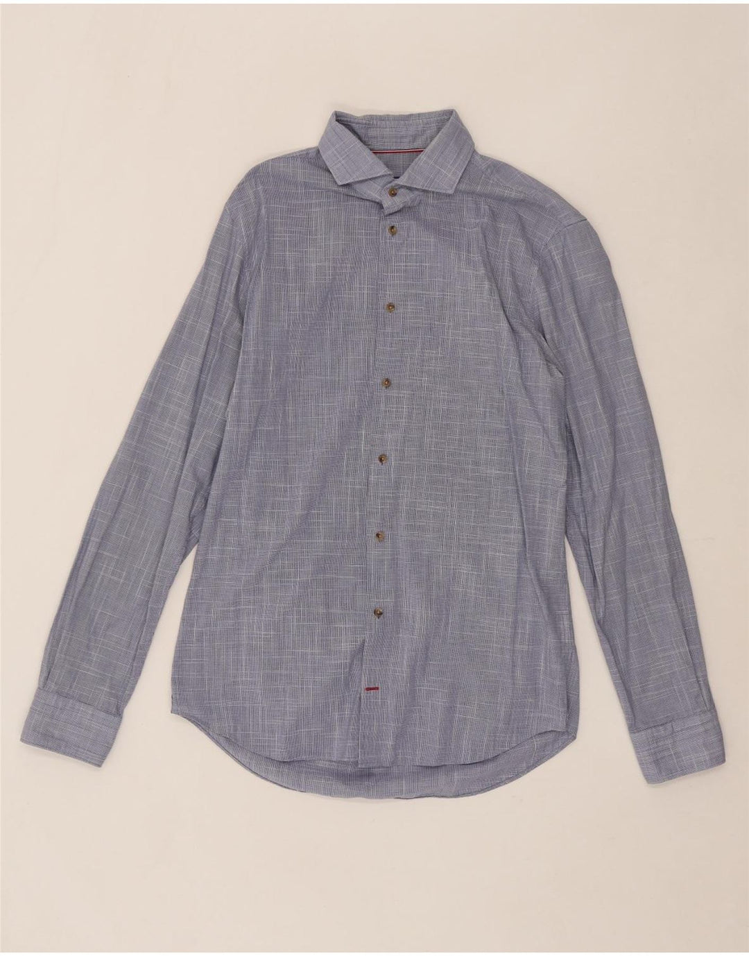 TOMMY HILFIGER Mens Tailored Shirt Size 15 1/2 39 Medium Blue Houndstooth Vintage Tommy Hilfiger and Second-Hand Tommy Hilfiger from Messina Hembry 