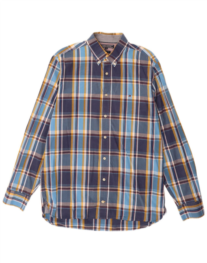 Tommy Hilfiger Herren-Hemd „New York Fit“ aus mittelblauer Karo-Baumwolle