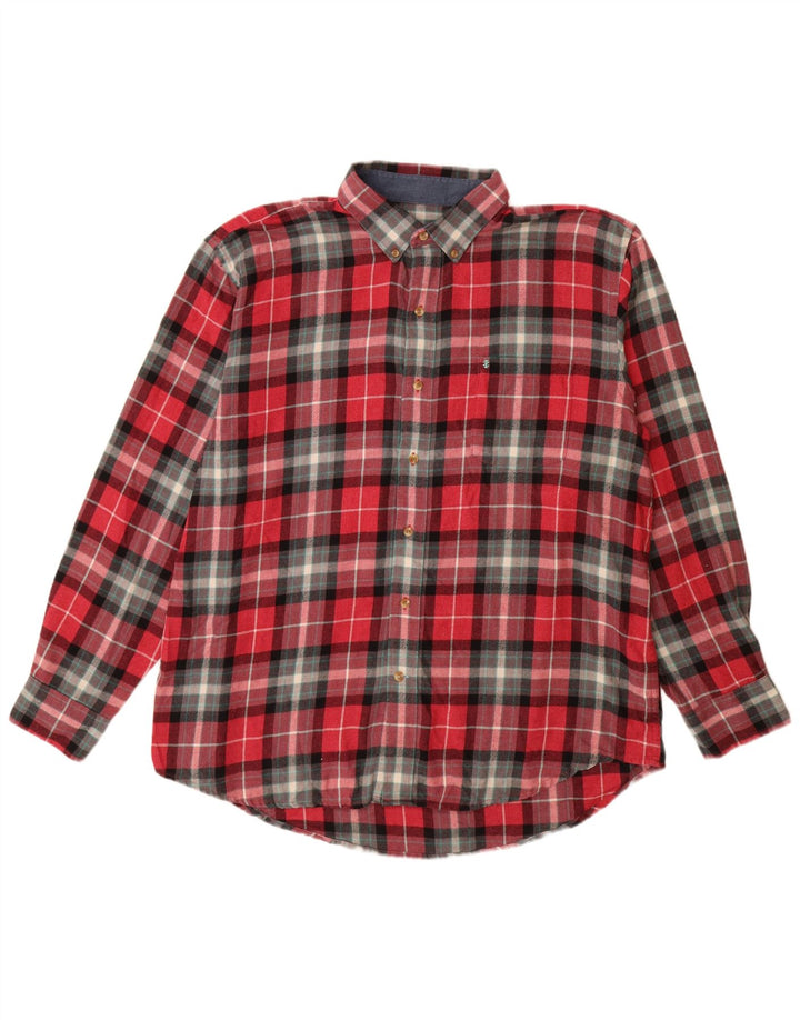 IZOD Herren-Flanellhemd XL, rot kariert, Baumwolle