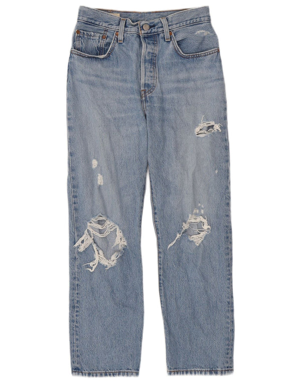 Levi's Damen 501 Distressed Straight Jeans W26 L26 Blau